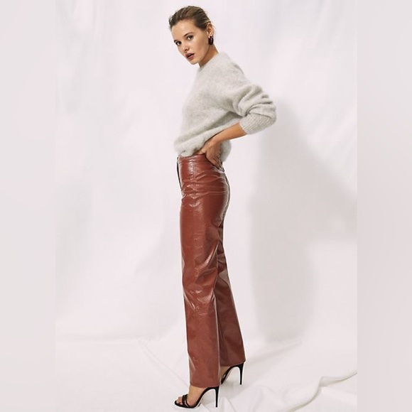 Wilfred Tempest Pant | High-Rise Italian Vinyl Coated Pants in Copper Brown - Picture 5 of 14